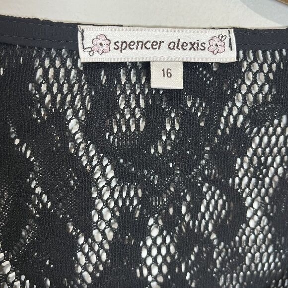 Spencer Alexis Blouse Women’s 16 Black Lace Crochet Sequin Whimsigoth Witchy - Picture 3 of 9